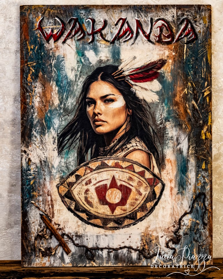 Donne Sioux su Pannello in legno rustico