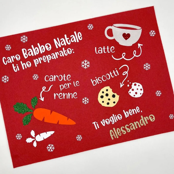TOVAGLIETTA BABBO NATALE PERSONALIZZATA COI TERMOVINILI