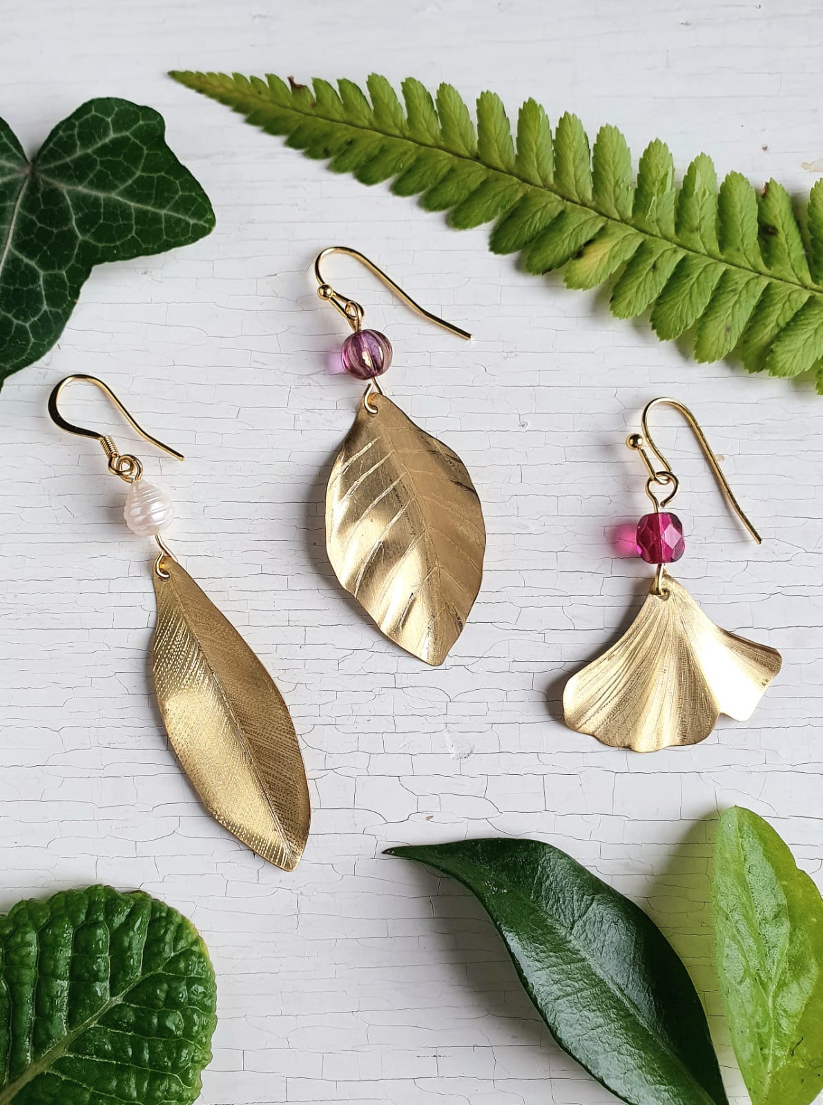Brass earrings.