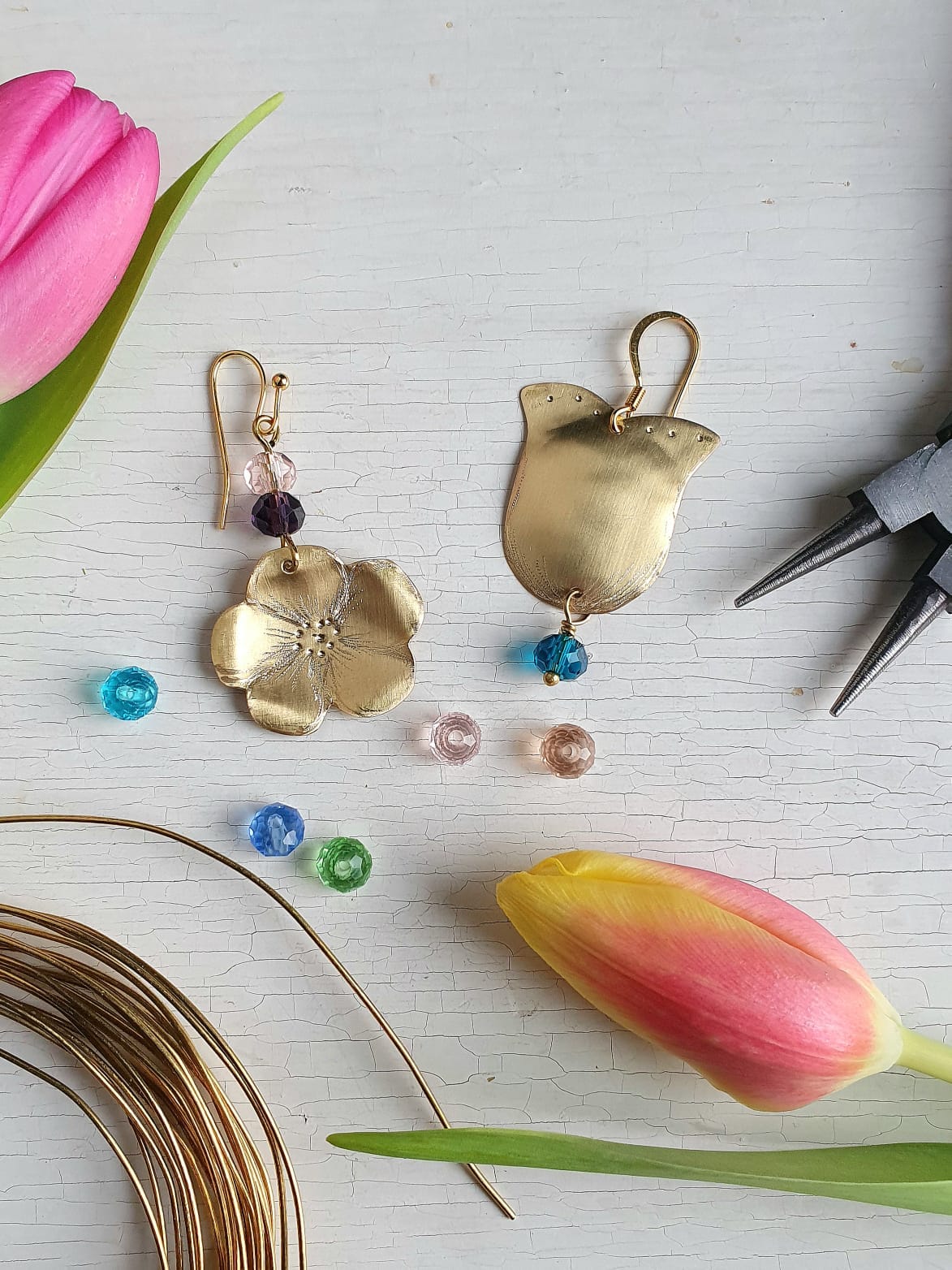 Brass earrings.