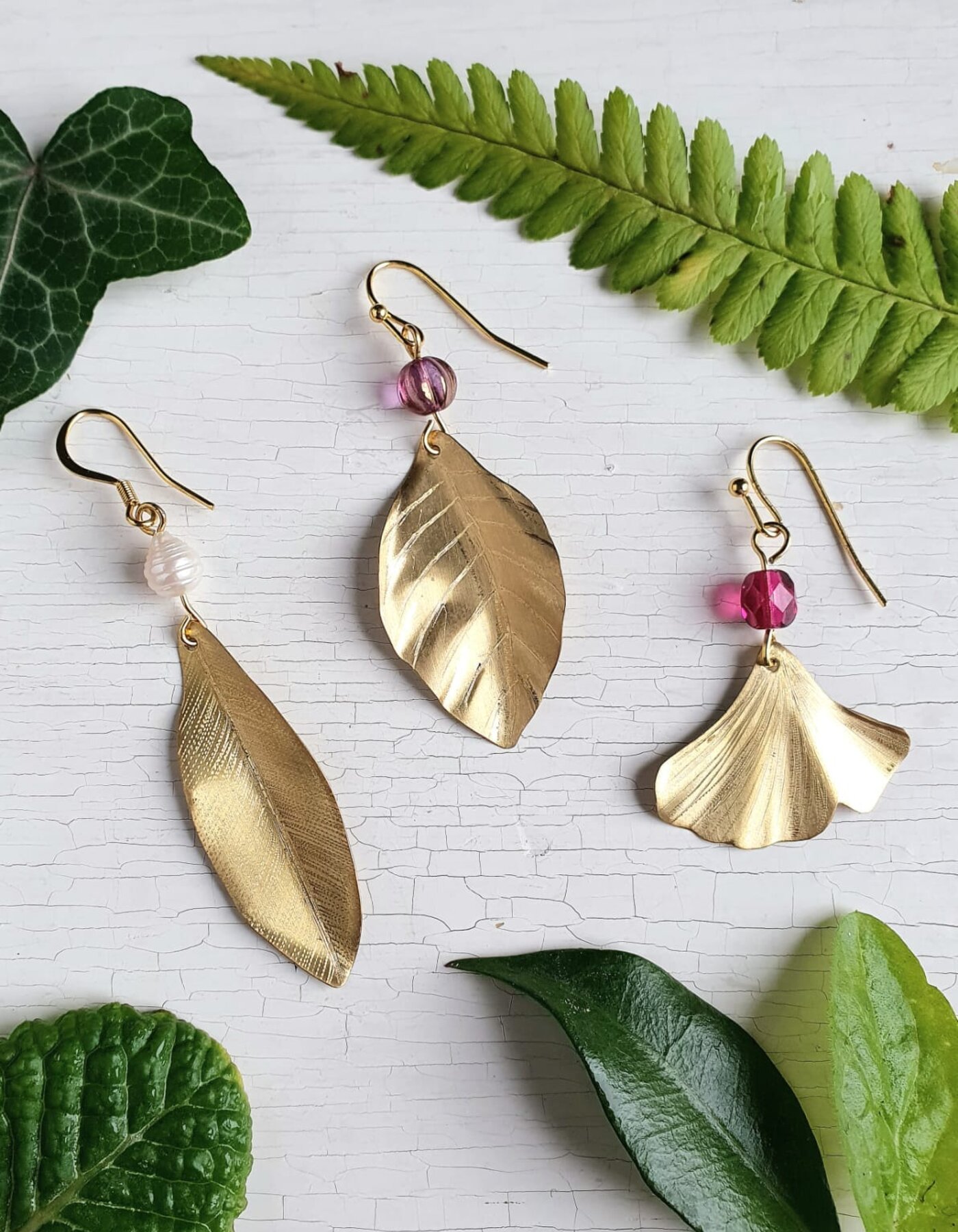 Brass earrings.
