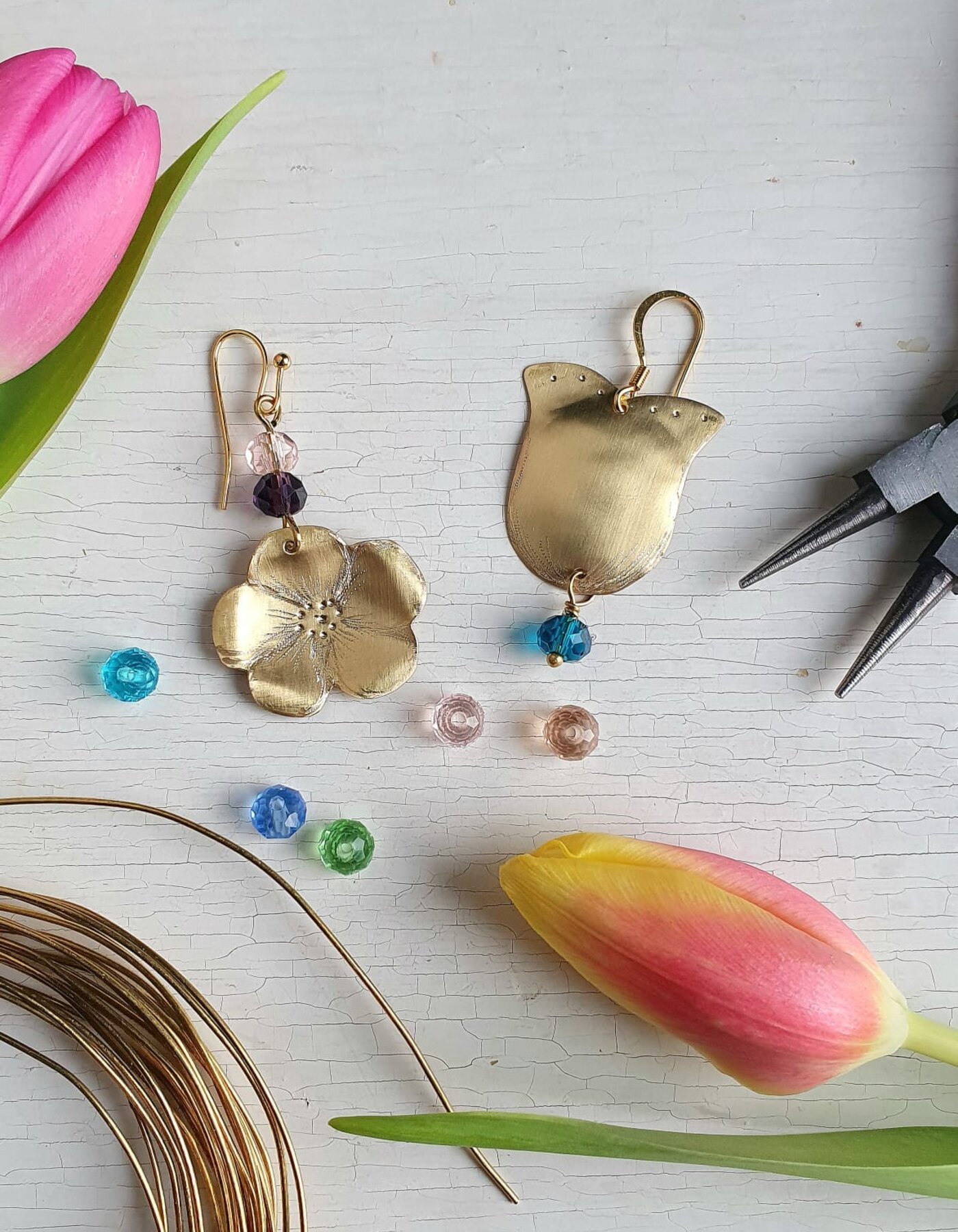 Brass earrings.