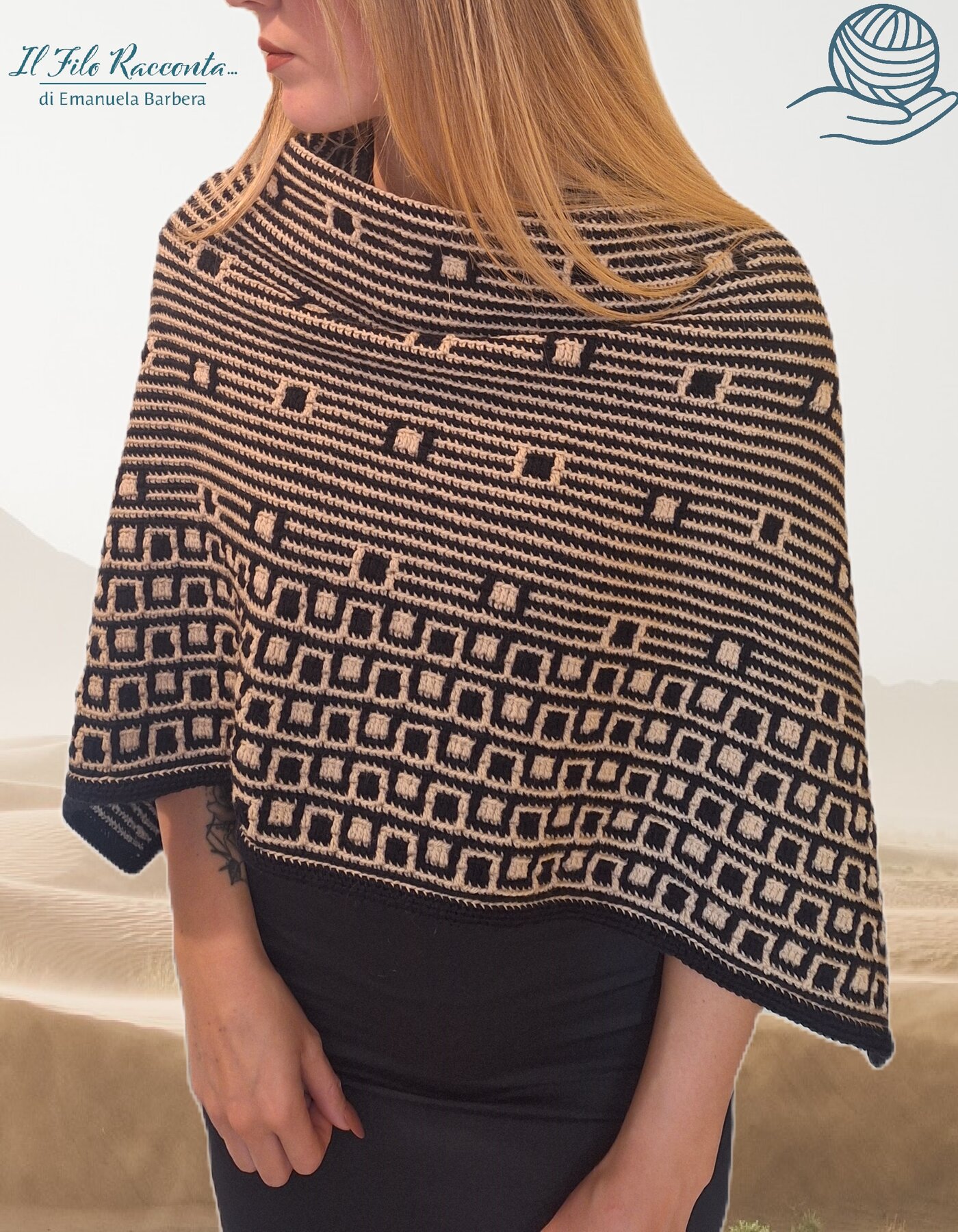 Poncho Cubic - Mosaic Crochet