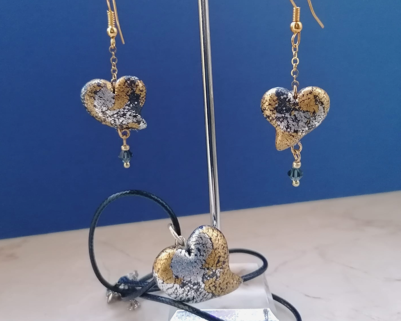 Gold and silver leaf heart set