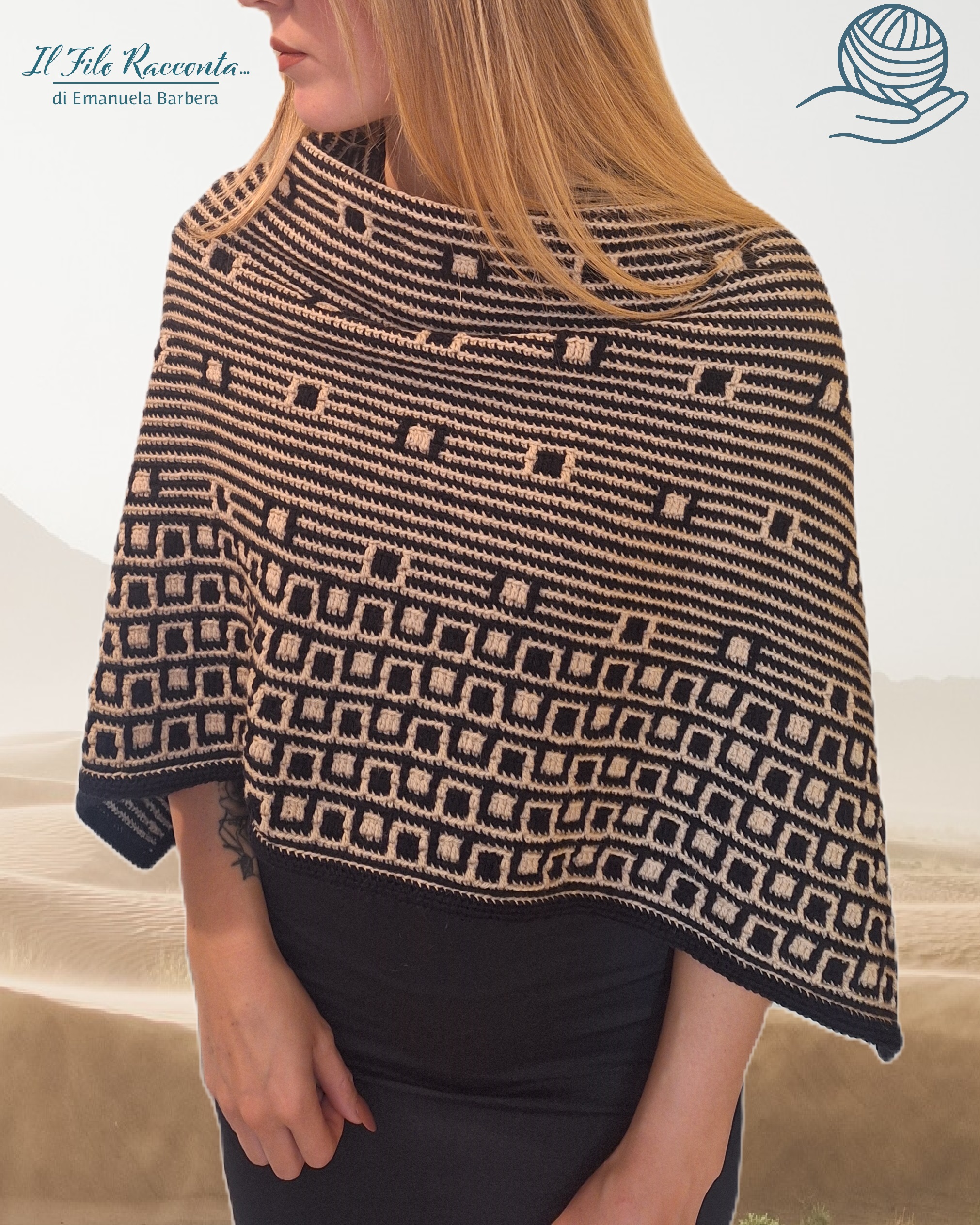 Poncho Cubic - Mosaic Crochet
