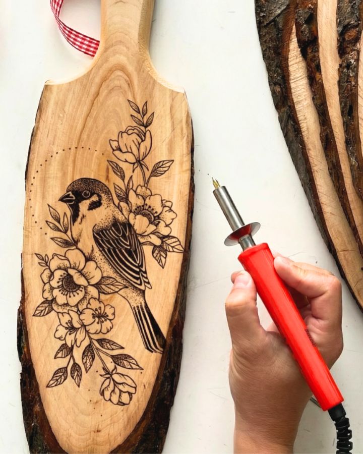 Pyrography on a wooden cutting board