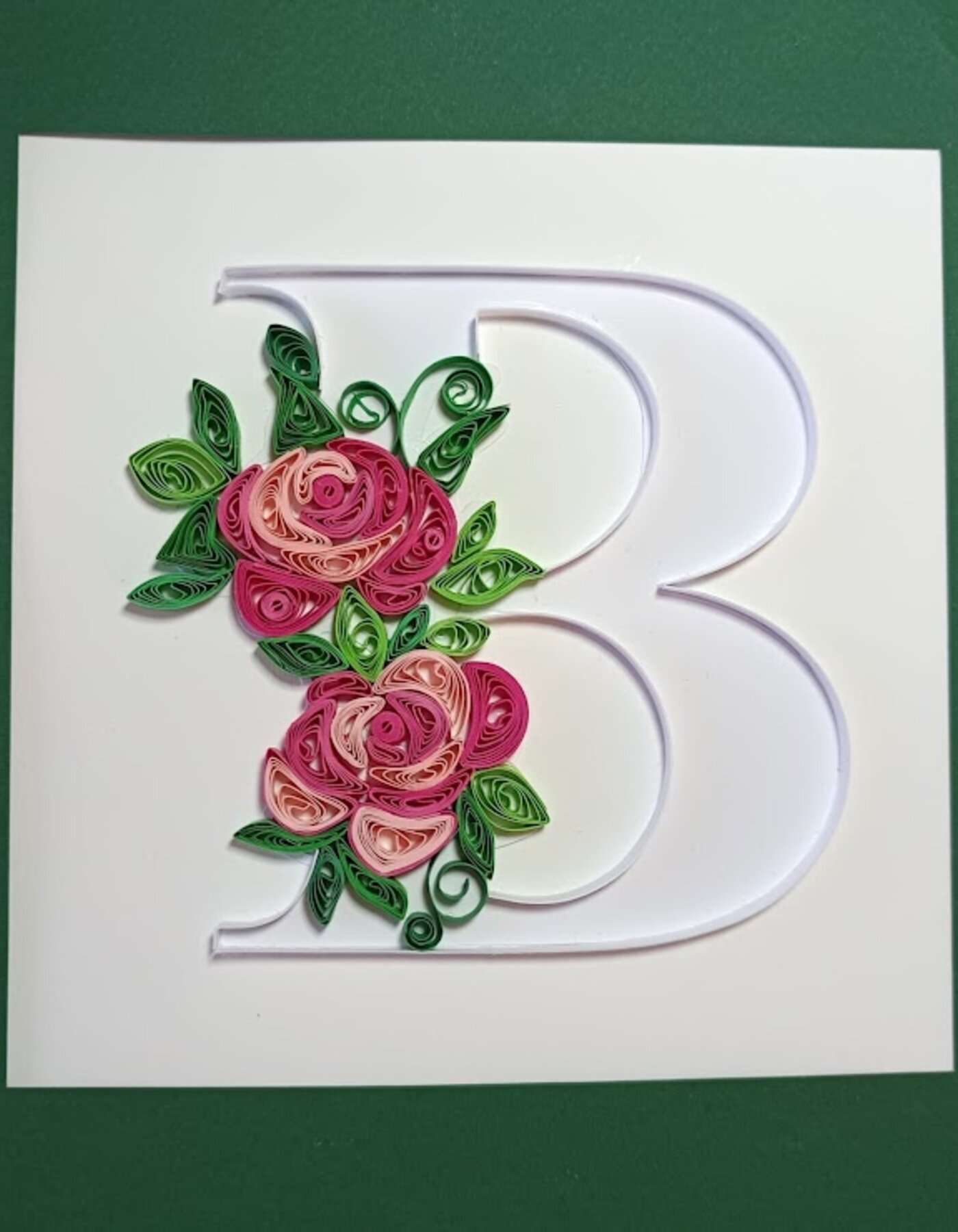 the letter with roses quilling technique
