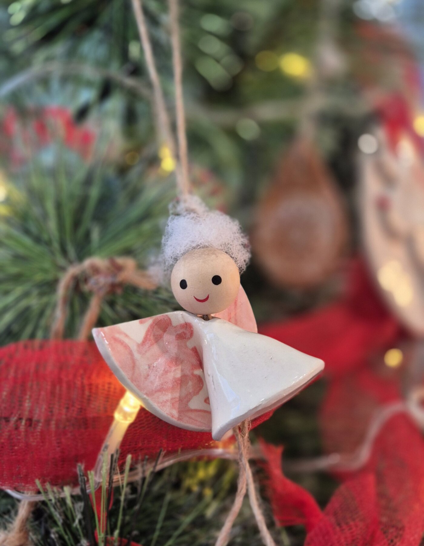 creation of white ceramic angels