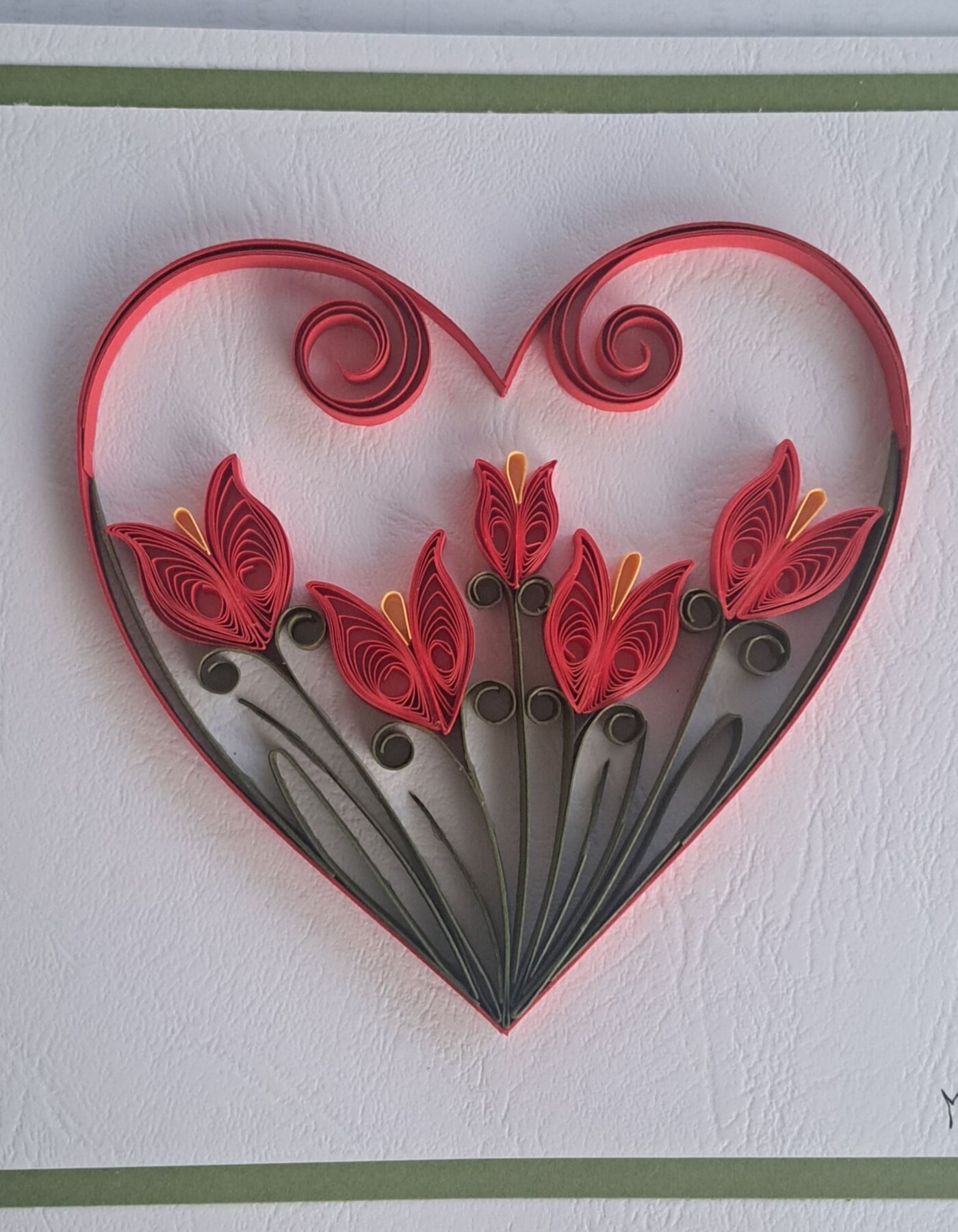 Heart with roses quilling technique