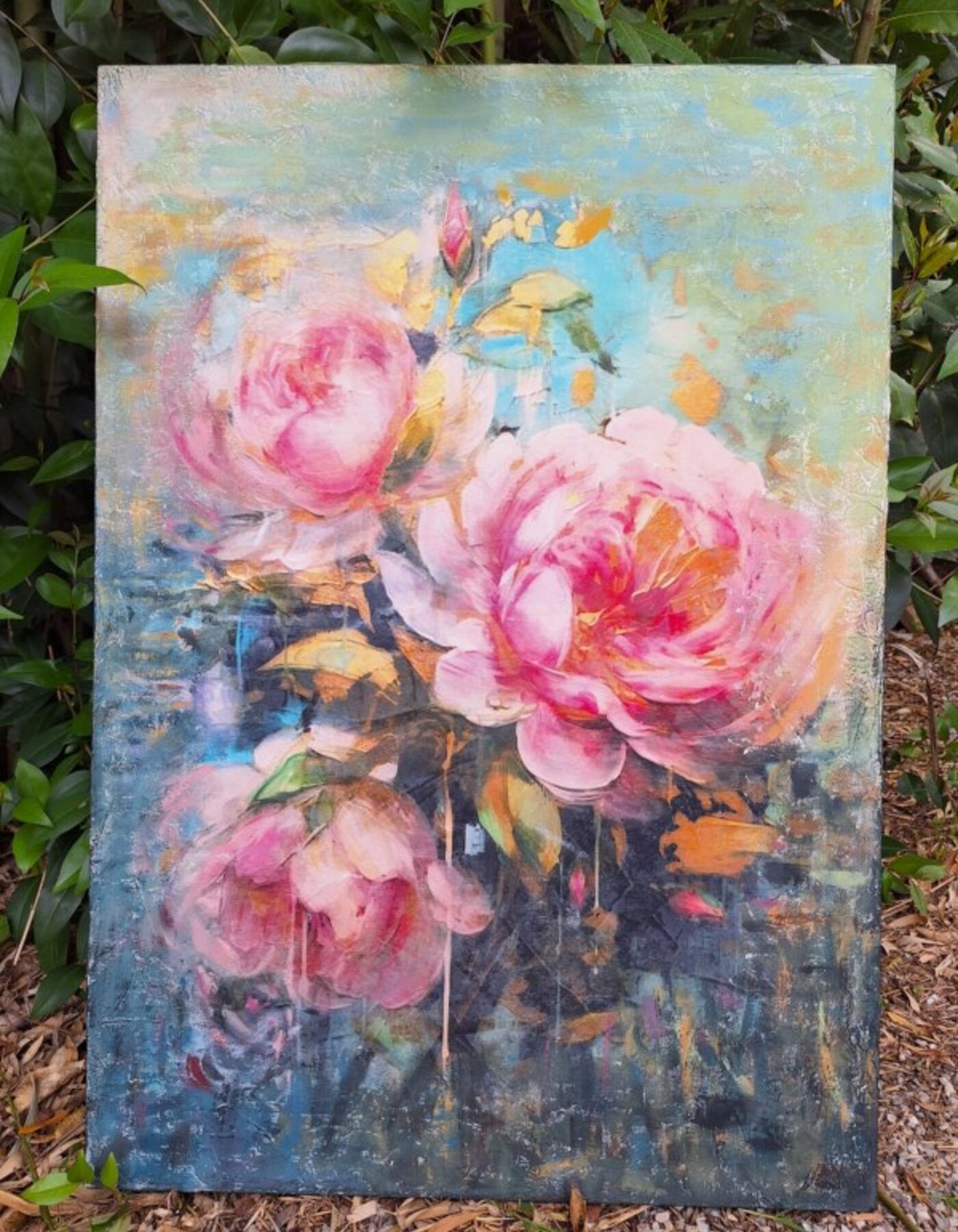 Tela Fiorita realizzata con  Fiber Paper Redesign e sfumature pittoriche