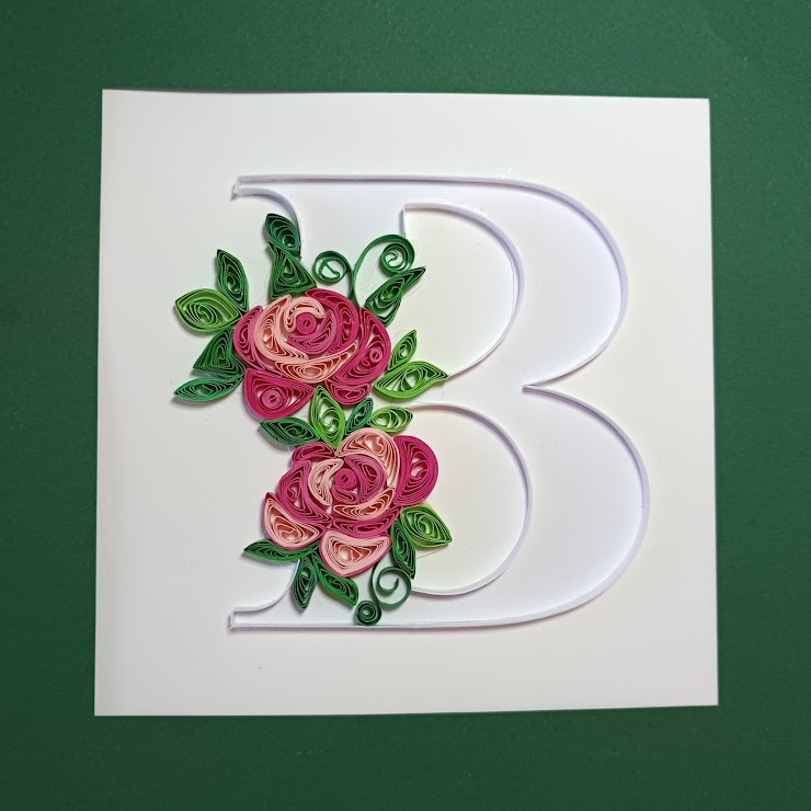 the letter with roses quilling technique
