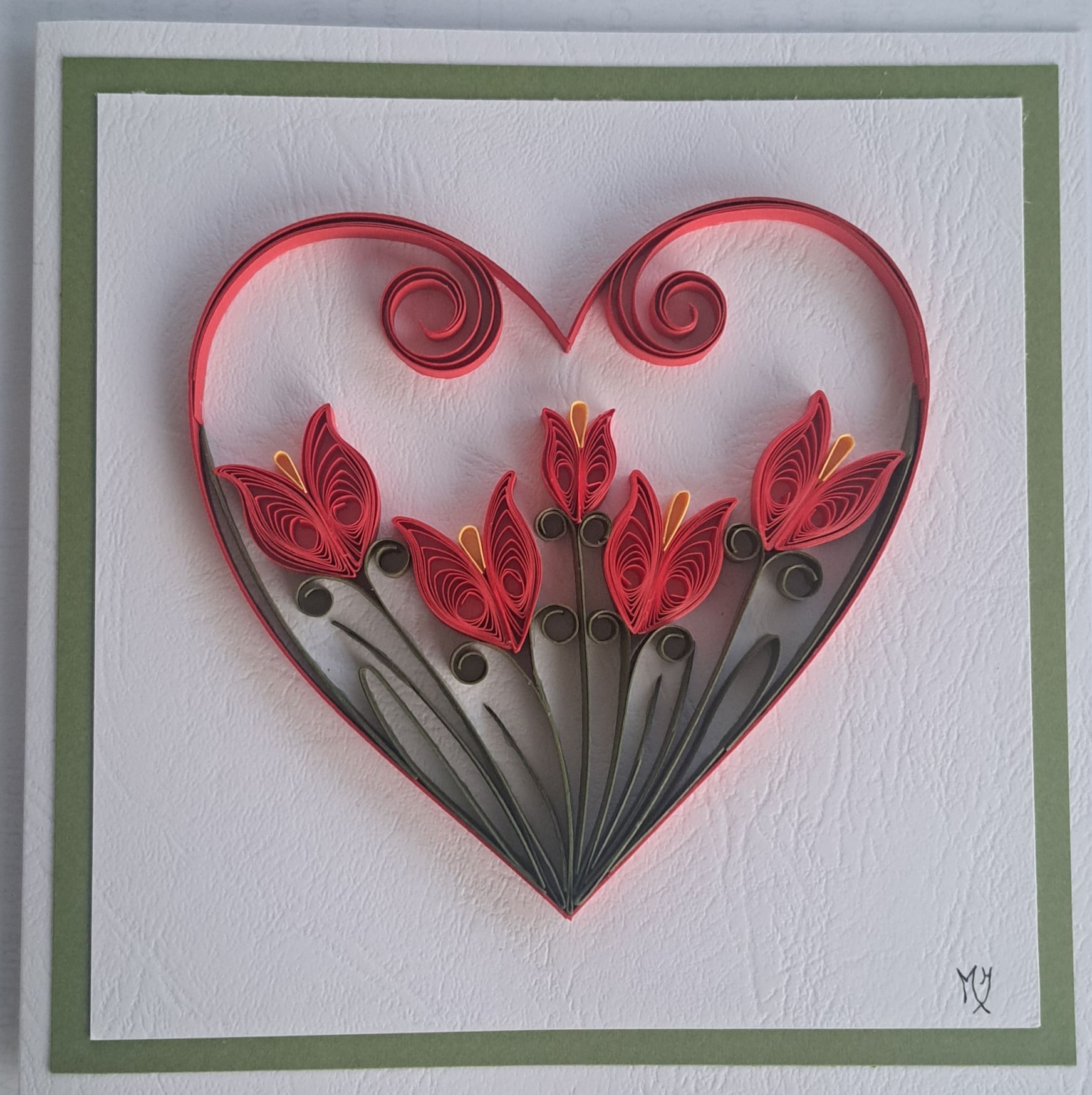 Heart with roses quilling technique