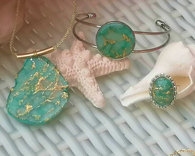 Anello, bracciale e ciondolo acqua marina