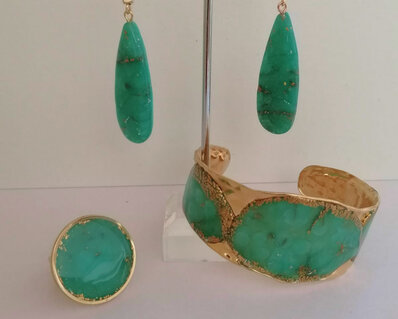 Anello, bracciale e orecchini acqua marina