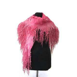 Lana merino Scialle caldo rosa infeltrimento bactus inverno Fatto a mano Scialle donna Regalo unico