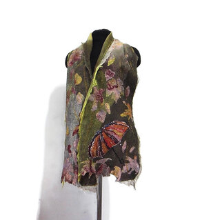 Sciarpa feltro lana merino seta Sciarpa artistica caldo Sciarpa lunga oro marrone Infeltrimento fatto a mano regalo unico per donne
