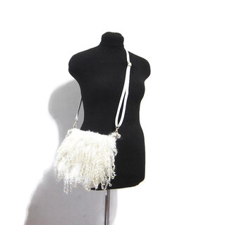 Borsa donna fatta a mano borsa a tracolla feltro lana merino bianco ecologica
