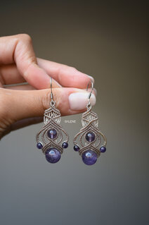 Kerala macrame earrings with stones